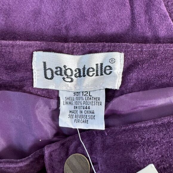 Bagatelle Vintage NWT Wine Suede Leather High Waist Straight Leg Pant Sz 12 LONG - Picture 8 of 11